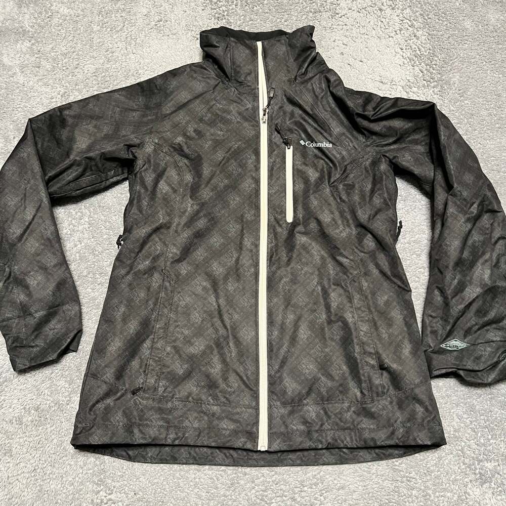 Columbia Jacket Womens Medium Black Gray Shell Nylon Rain Coat